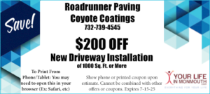 Roadrunner Paving Coyote Coatings Monmouth County NJ