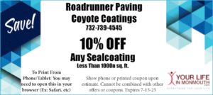 Roadrunner Paving Coyote Coatings Monmouth County NJ